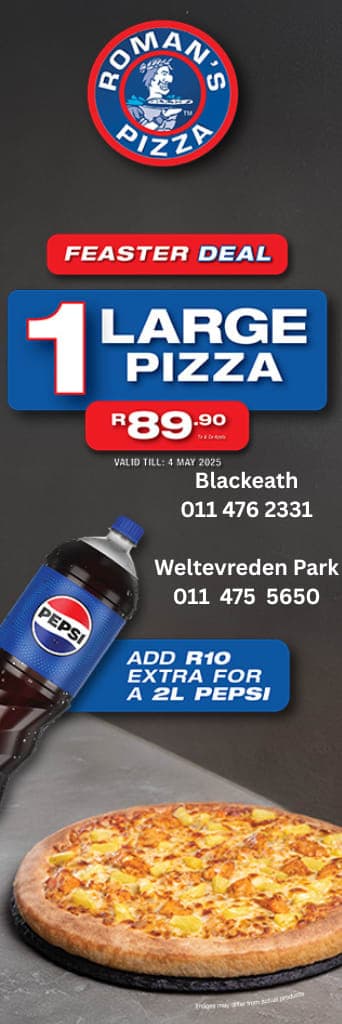 A pizza advertisement for a pizza restaurant