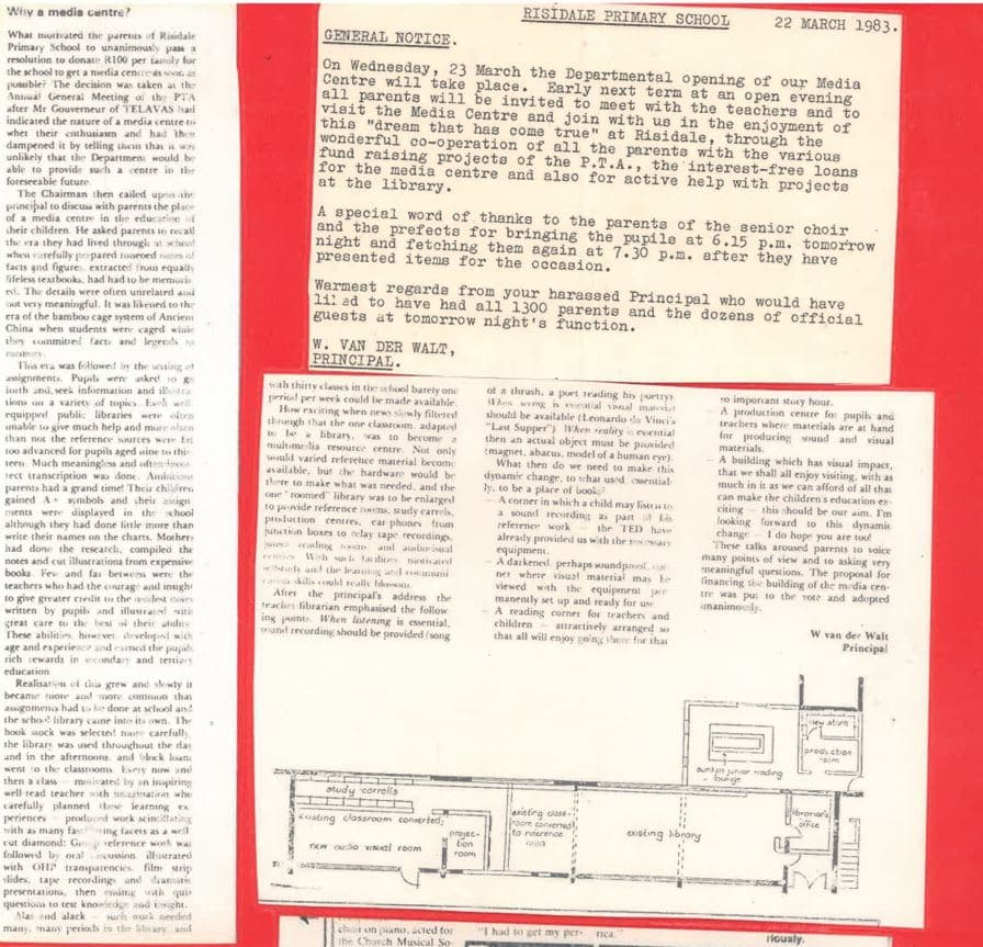 A red and white page with a black and white picture of a house
