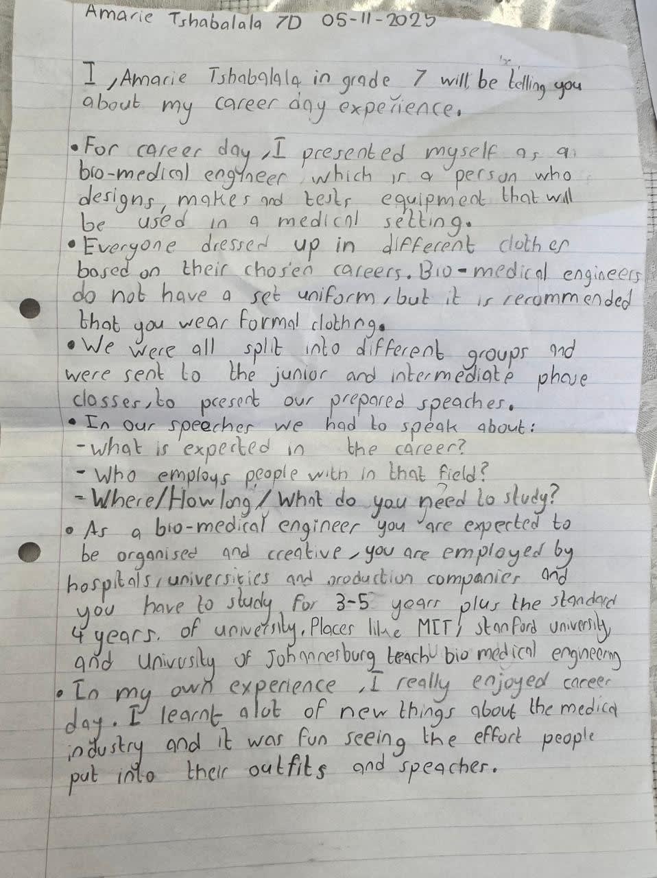 A piece of paper with writing on it